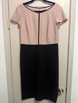 Ann Taylor Size 8 Caramel Tan Beige Contrast Knee Length Pencil Sheath Dress