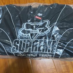 Supreme Fox Racing Zip Up Hooded Sweatshirt Black XL