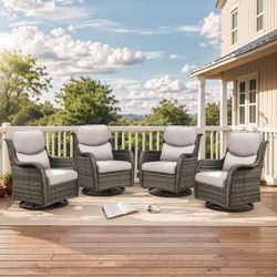 Brand New Patio Chair Set Patio Rocking Chairs Patio Swivel Chairs Swivel Chairs Brand New Set Of Four Also Available In Brown Frame New