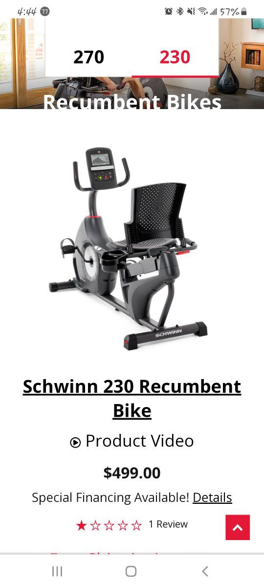Schwinn 230 Recumbent Bike ( Black)
