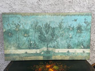Garden painting on wood base