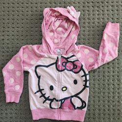 Hello Kitty Hooded Light jacket With Pink Metallic Bow Design, Size 3T