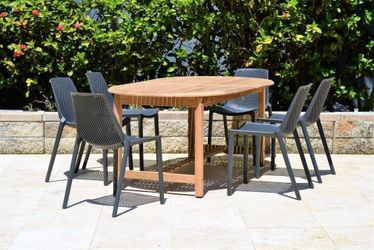 BRAND NEW Exetendable Rectangular 9 Piece 100% FSC Solid Teak Patio Dining Set | Ideal Furniture Set For Outdoor