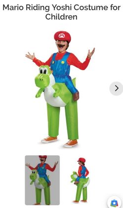 Super Mario Riding Yoshi Inflatable Kids Costume (6+)