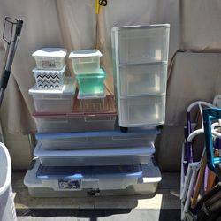 PLASTIC STORAGE BINS AND DRAWERS $1 TO $20