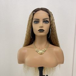 26” Ombre 4x4 Transparent Lace Closure Human Hair Wig, Wavy