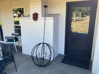 Large Black Orb Chandelier with Candelabra Lights