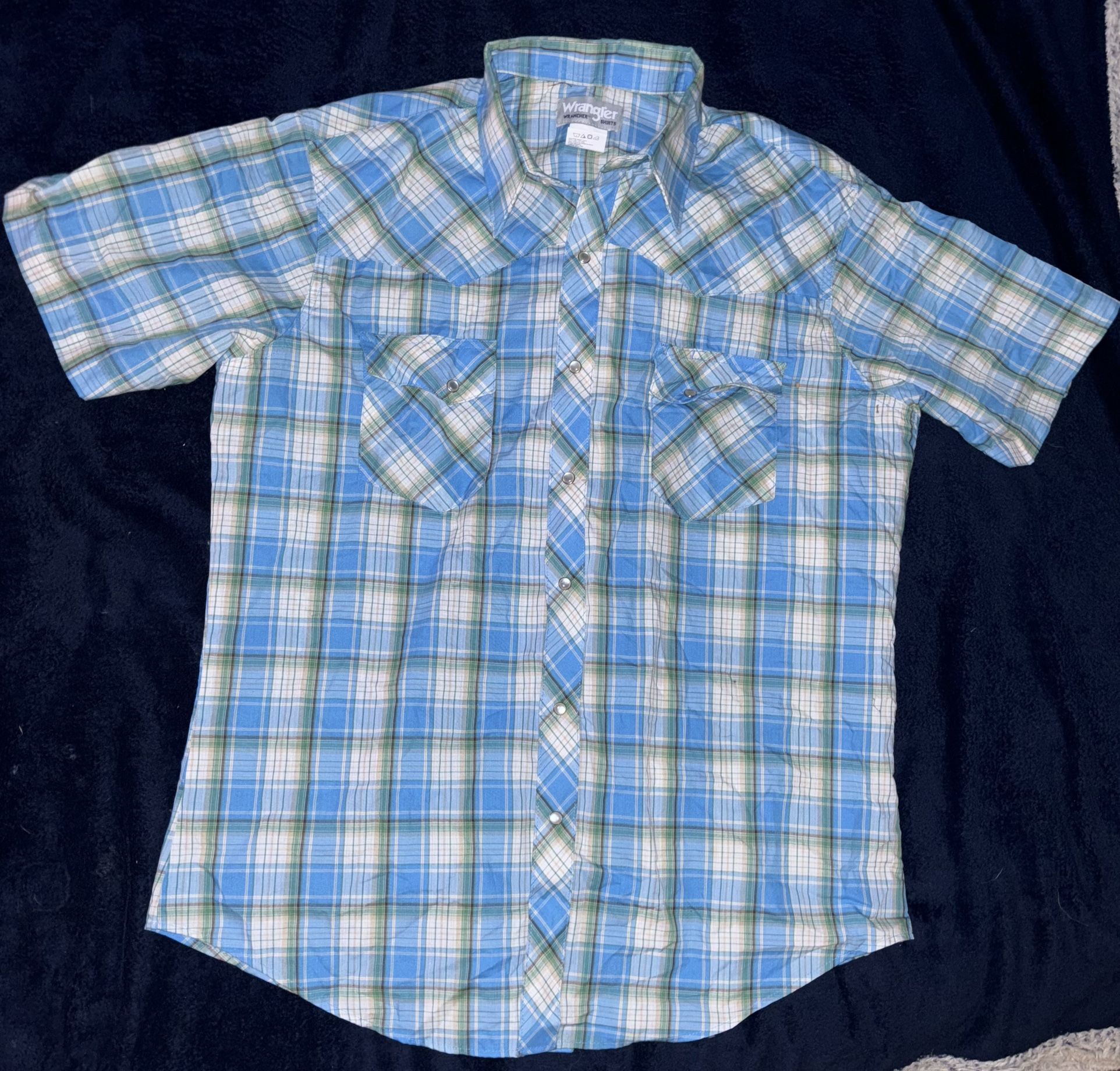 Wrangler Wrancher Short Sleeve Button Down Shirt (Size Large)