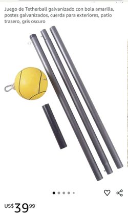 Juego de Tetherball galvanizado con bola amarilla,
postes galvanizados, cuerda para exteriores, patio
trasero