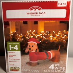 🎄🐾🎅 Holiday Time Self-Inflatable Santa Dachshund Airblown by Gemmy 🎅🐾🎄Read FULL Details Below 