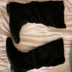 Black Suede Below Knee Boots