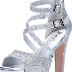 Glitter Strappy Heels Formal/wedding/prom Size 9.5 
