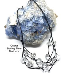 Quartz Genuine Stone Sterling Silver Necklace 16in  - Beautiful