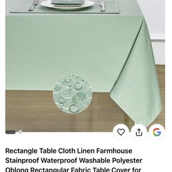 Rectangle Table Cloth Linen Farmhouse Stainproof Waterproof Washable Polyester Oblong Rectangular Fabric Table Cover for Kitchen Dining Dinner (Sage G