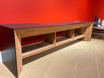 Tabor Natural Wood With Black Oak Waterwall Media Console