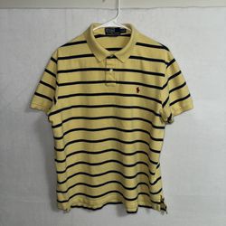 Polo Ralph Lauren Shirt Men’s XL Yellow Stripes Short Sleeve Casual Pony Logo Custom Fit 