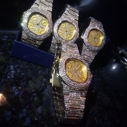 Groomsmen Wedding Four Pack Lab Diamond Heavy Imported Watch Set Resizable