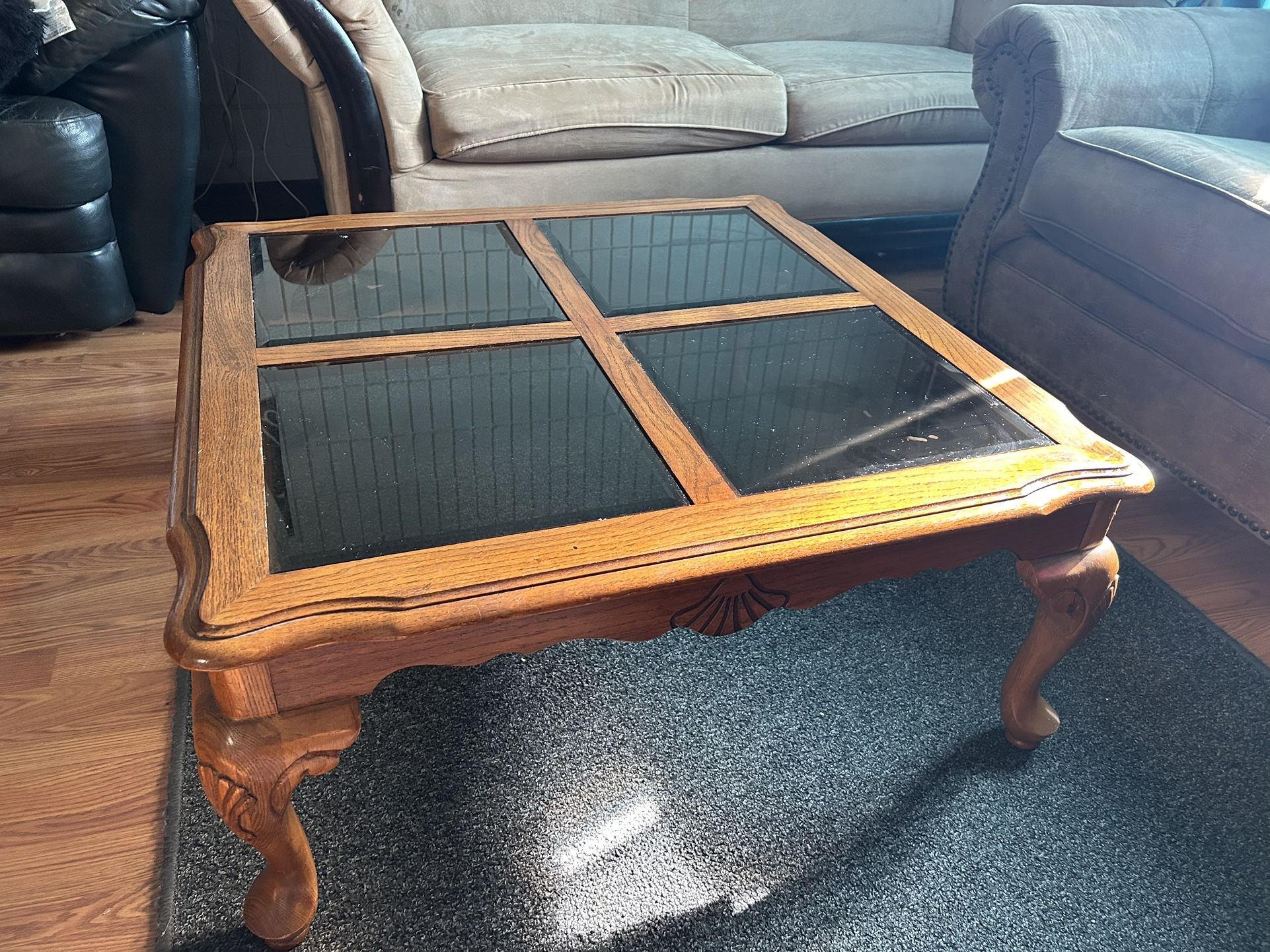 Glass Wooden Coffee Table 