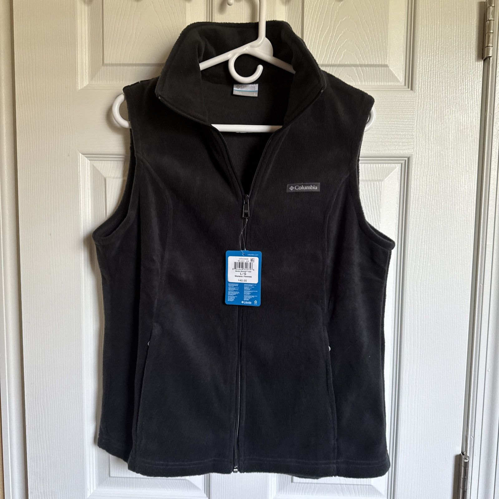 Columbia Benton Springs Charcoal Grey Fleece Zip Up Vest Womens Size Large NWT