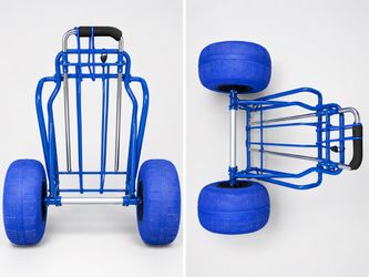 Blue Beach Cart with Wide Balloon Wheels