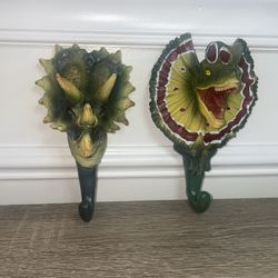 Jurassic Park Theme Resin Hooks Lot Of 2 Wall Hanger BathRobe,Key Hooks..(#13)