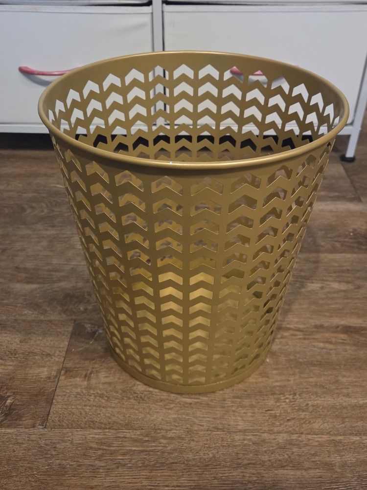 GOLD CHEVRON METAL wastebin