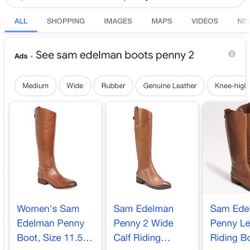 Brand New SAM EDELMAN Leather Penny 2 Boots 8W whiskey