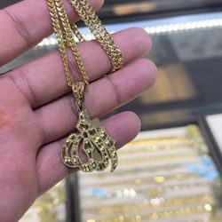 Allah Pendent With Cuban Link 24’’ Inch Chain