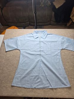 Light Blue Half Zip Collared Dolman Sleeve Tunic Dress Small