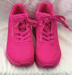 women’s Skechers Uno Night Shades hot pink sneakers EUC - size 8.5