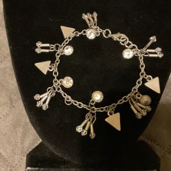 SilverTone Charm Bracelet With Rhinestones 