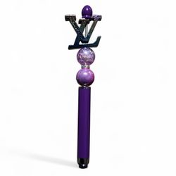 Fancy Fashion Purple Beaded 2 In 1 Ballpoint Twist Pen - Stylus Pen