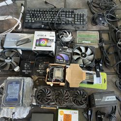 Mega PC Parts Bundle – GPU, Corsair PSU, RGB Fans, Keyboard, RAM, HDD & More – Gaming Build Lot 