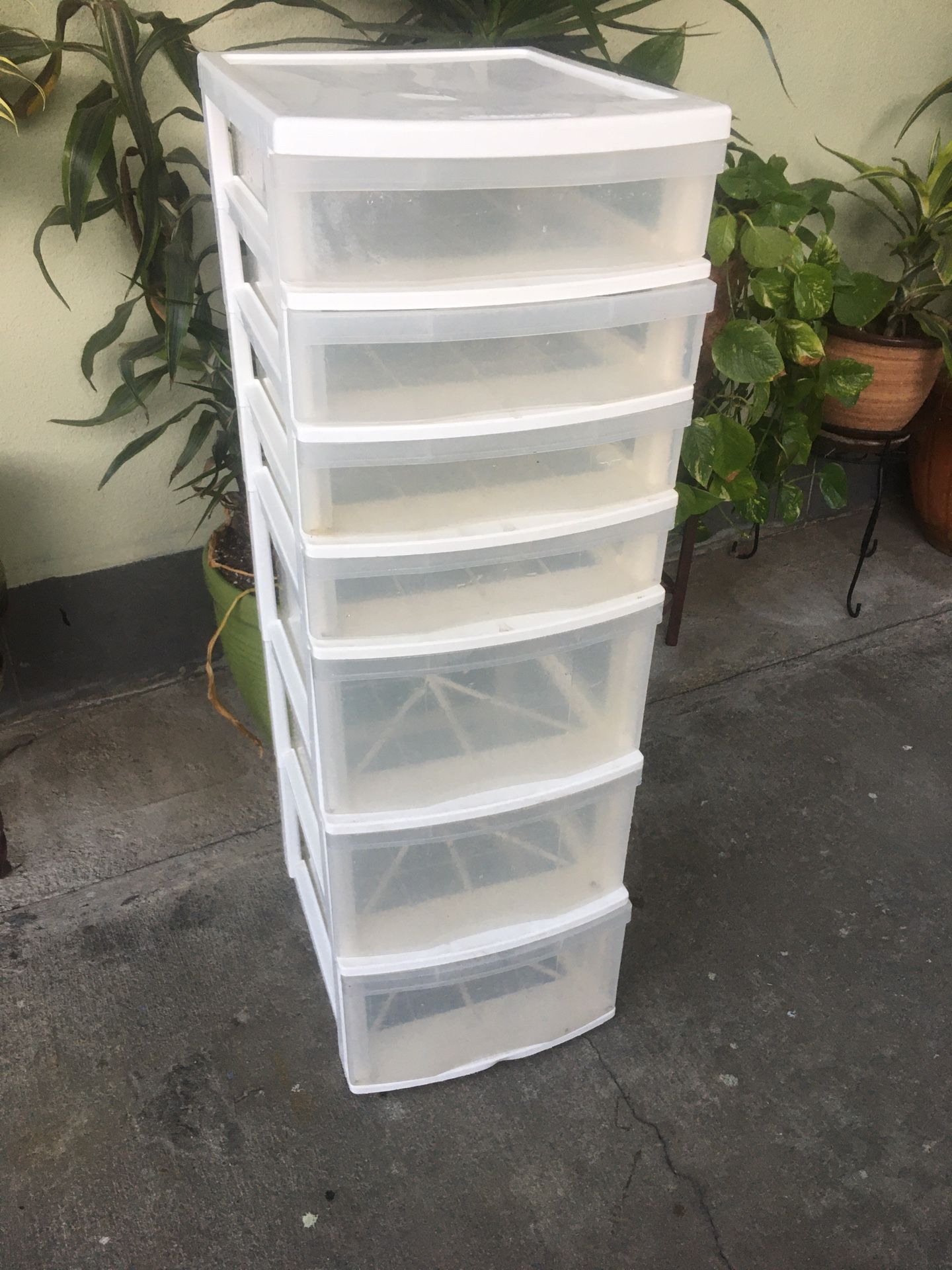 Seven drawer plastic storage