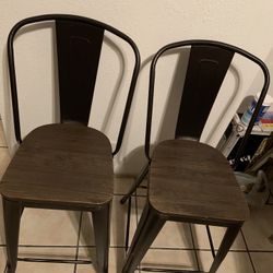 2 Metal/wood Counter Height Stools 24” Tall