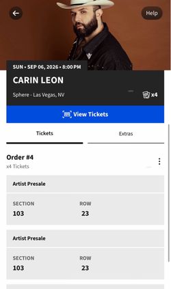 Tickets for Carin Leon concert VEGAS