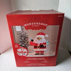 Lit Tinsel Santa with 4 Interchangeable Faces NEW 