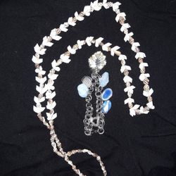 Sea Shell Necklace And Blue Stone Bracelet