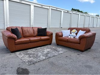 Brown Leather Couch Set FREE DELIVERY