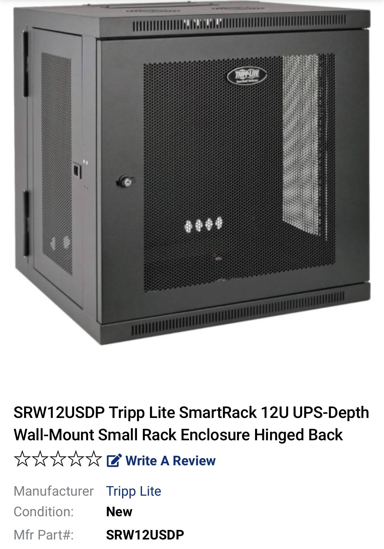 SRW12USDP Tripp Lite SmartRack 12U UPS-Depth Wall-Mount Small Rack Enclosure Hinged Back