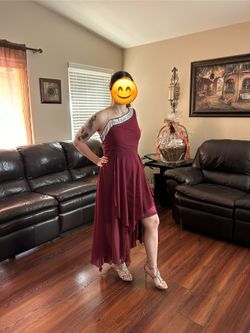 Burgundy Chiffon Formal Dress