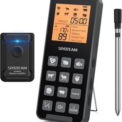 Wireless Meat Thermometer, Meat Thermometer Wireless for Grilling and Smoking, Pre-Programmed Temperatures, 200FT Remote Range | for Oven, Grill, Kitc