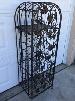 Tall Metal Wine Rack with Grapevine Design