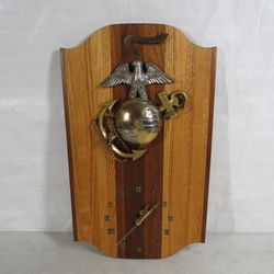 United States Marine Corps "Semper Fidelis" Wood Plaque Wall Clock 16"
