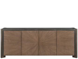 Modern Veil/Haze Four-Door Credenza With Power Bar And Wire Management