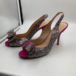 Women’s Kate Spade Size 9 GLITTER Slingback BOW Heels Worn Once!