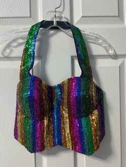 Rainbow Sequin Halter Top