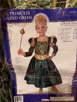 Princess Gilded Green Kids Costume Size Medium