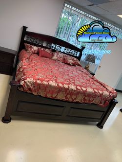 California king wooden bed frame with mattress colchón completo