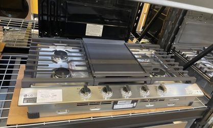 LG gas cooktop drop in 36 inch wide stainless steel